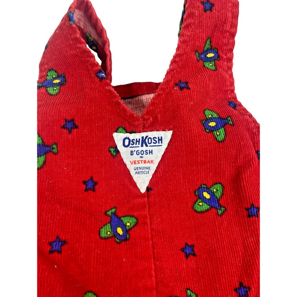 Oshkosh B'Gosh Baby Overalls 6-9M Baby Plane Airplane Corduroy Footed Vintage - Picture 10 of 12